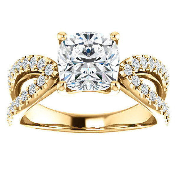 Cushion Moissanite Infinity Style Engagement Ring