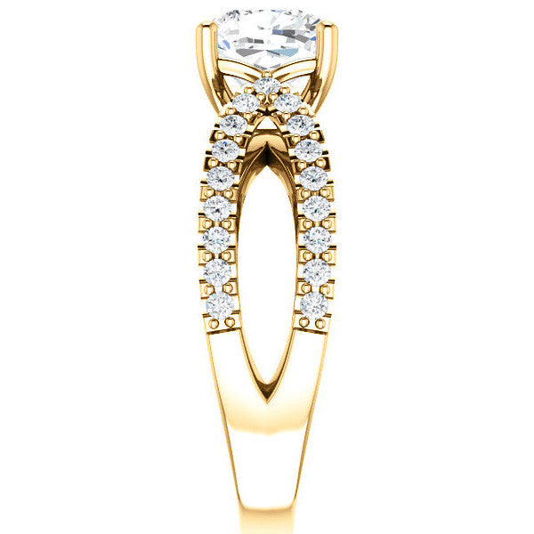 Cushion Moissanite Infinity Style Engagement Ring