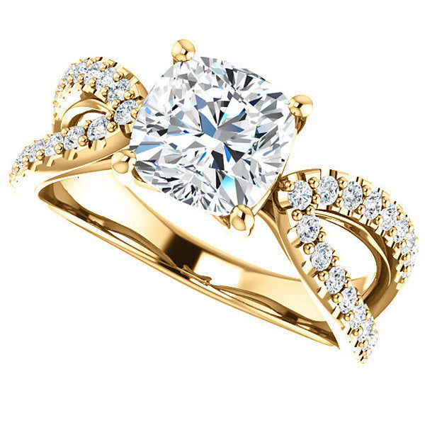 Cushion Moissanite Infinity Style Engagement Ring