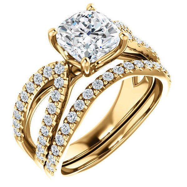 Cushion Moissanite Infinity Style Engagement Ring