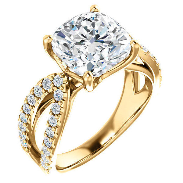 Cushion Moissanite Infinity Style Engagement Ring