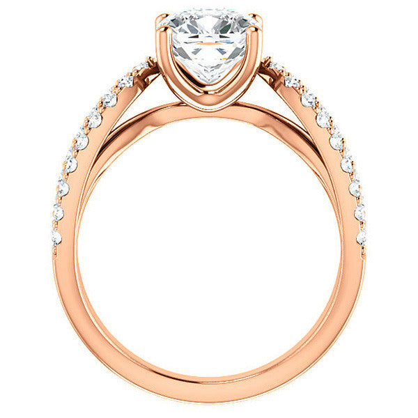 Cushion Moissanite Infinity Style Engagement Ring