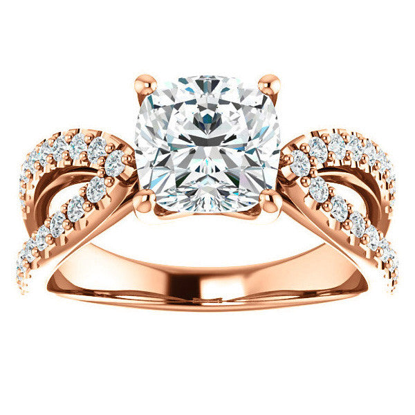 Cushion Moissanite Infinity Style Engagement Ring