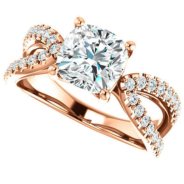 Cushion Moissanite Infinity Style Engagement Ring