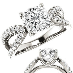 Cushion Moissanite Infinity Style Engagement Ring