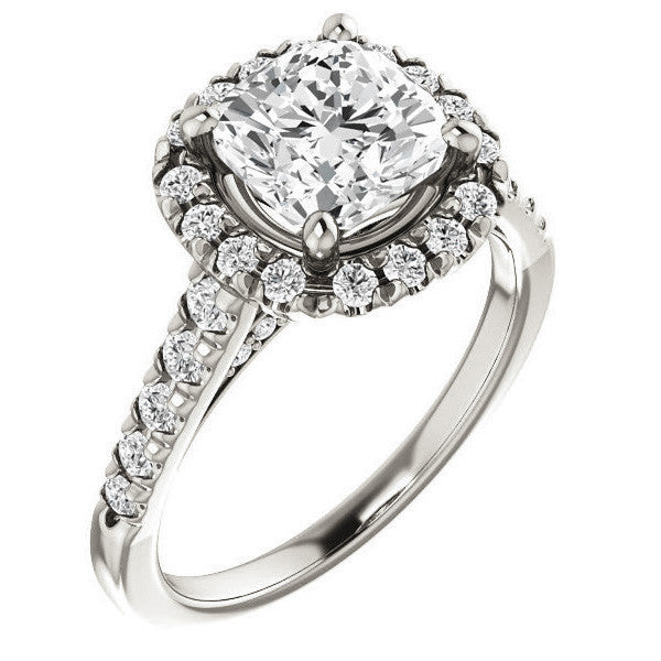 Cushion Halo Cathedral Engagement Ring