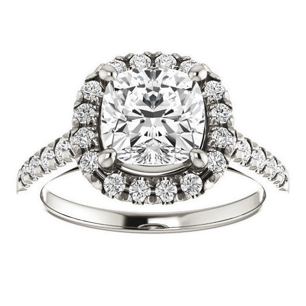 Cushion Halo Cathedral Engagement Ring
