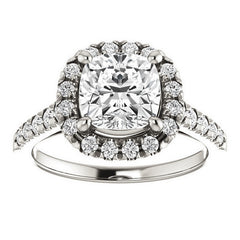 Cushion Halo Cathedral Engagement Ring