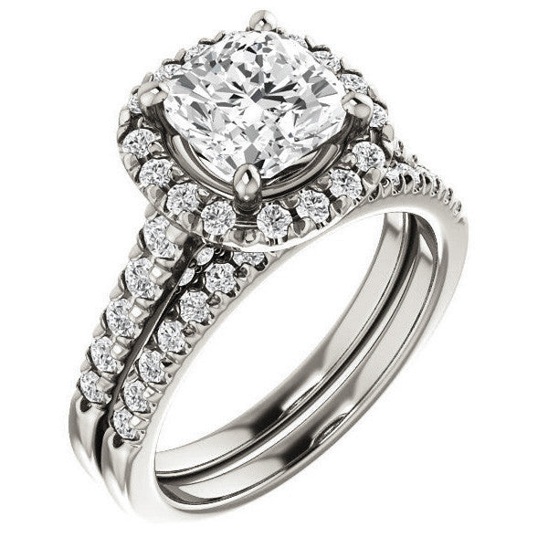 Cushion Halo Cathedral Engagement Ring