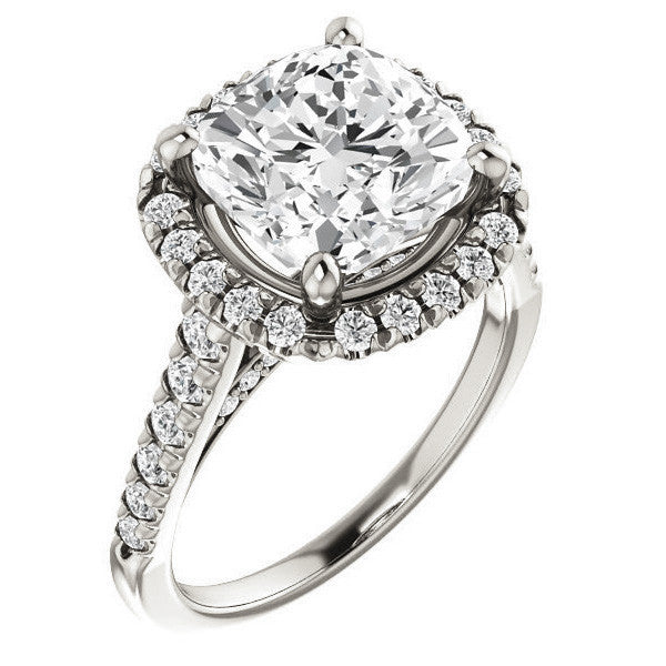 Cushion Halo Cathedral Engagement Ring