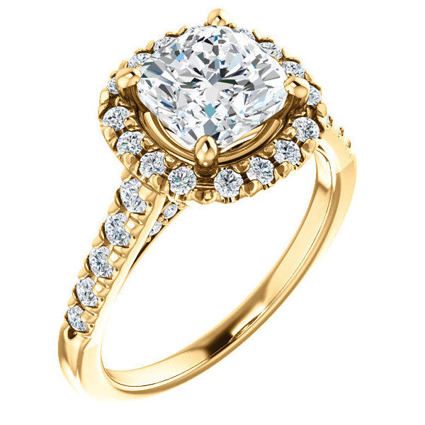 Cushion Halo Cathedral Engagement Ring