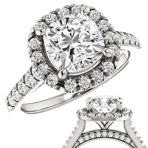 Cushion Halo Cathedral Engagement Ring