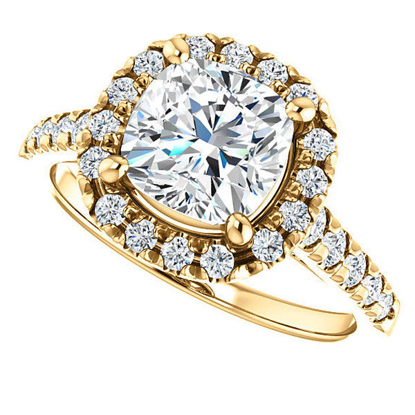 Cushion Halo Cathedral Engagement Ring