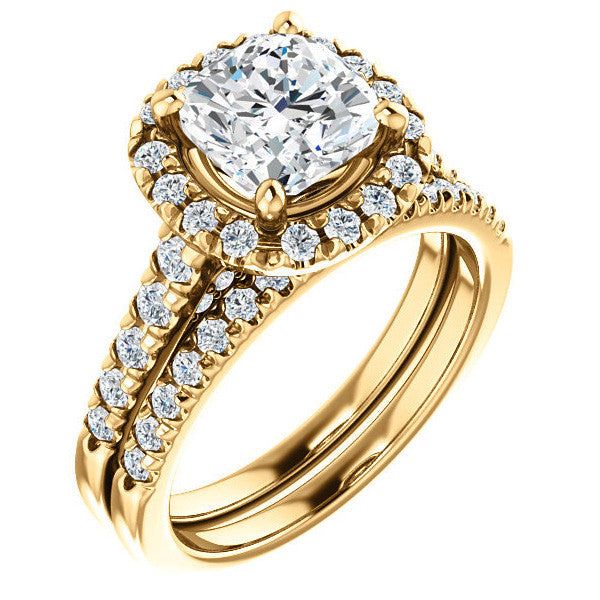 Cushion Halo Cathedral Engagement Ring