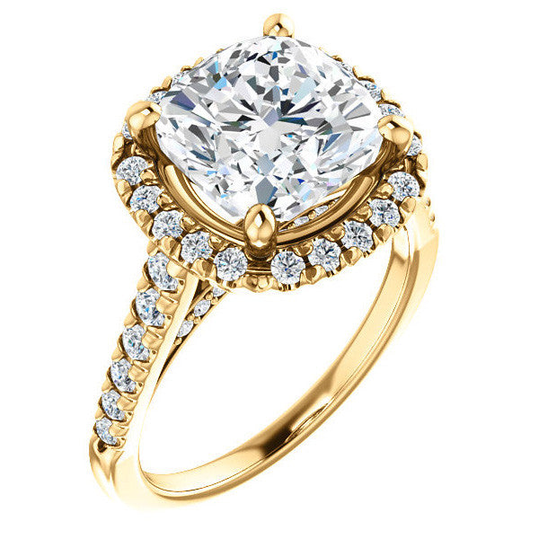 Cushion Halo Cathedral Engagement Ring