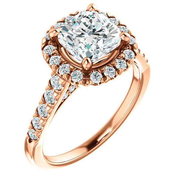 Cushion Halo Cathedral Engagement Ring