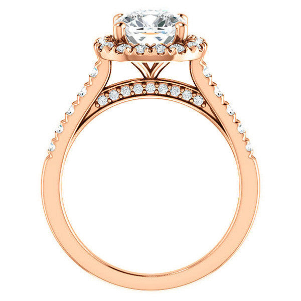 Cushion Halo Cathedral Engagement Ring
