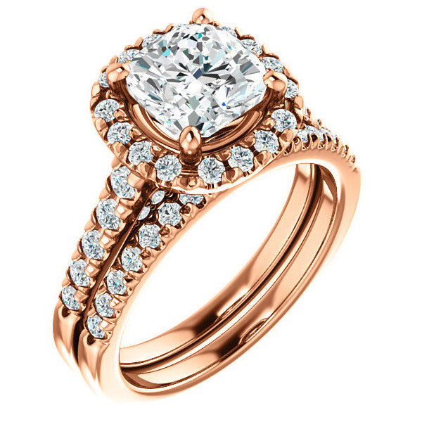 Cushion Halo Cathedral Engagement Ring