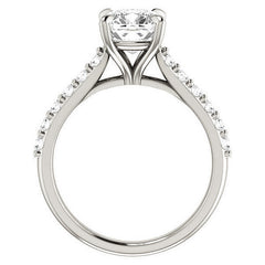 Cushion Cut Moissanite Cathedral Engagement Ring