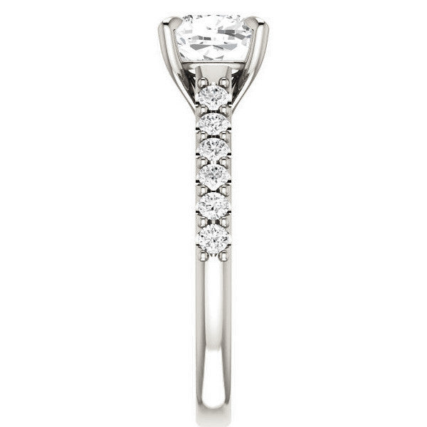 Cushion Cut Moissanite Cathedral Engagement Ring