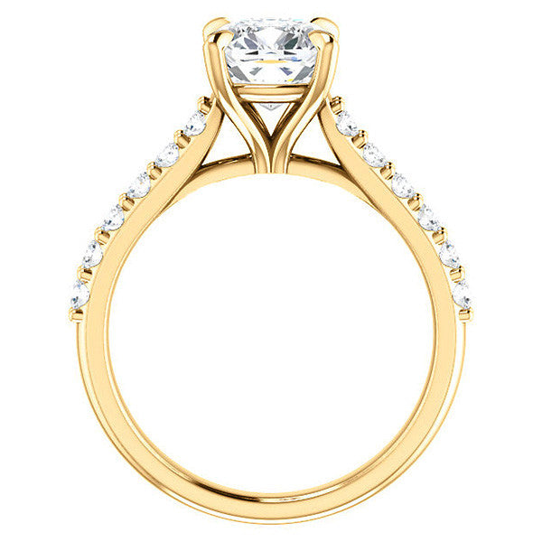 Cushion Cut Moissanite Cathedral Engagement Ring