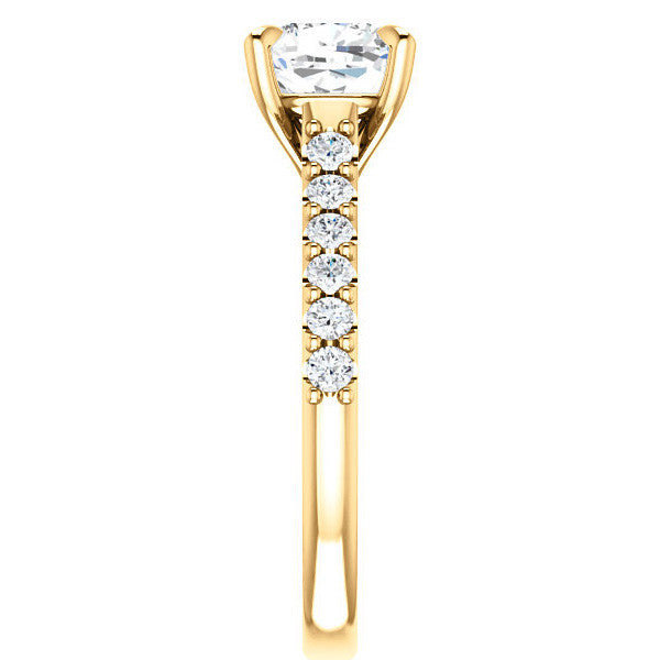 Cushion Cut Moissanite Cathedral Engagement Ring