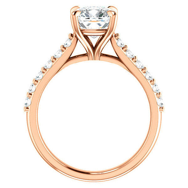 Cushion Cut Moissanite Cathedral Engagement Ring