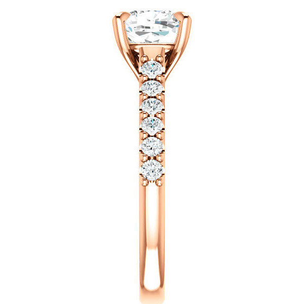 Cushion Cut Moissanite Cathedral Engagement Ring