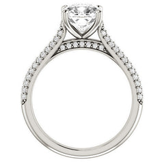 Cushion Moissanite Pave Cathedral Engagement Ring