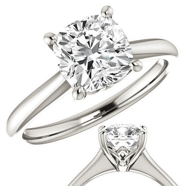 Cushion Moissanite Solitaire Ring