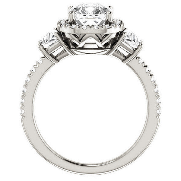 Cushion Three Stone style Engagement Ring