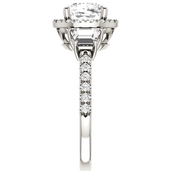 Cushion Three Stone style Engagement Ring