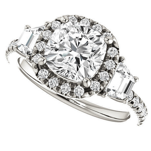 Cushion Three Stone style Engagement Ring