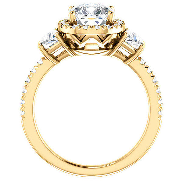Cushion Three Stone style Engagement Ring