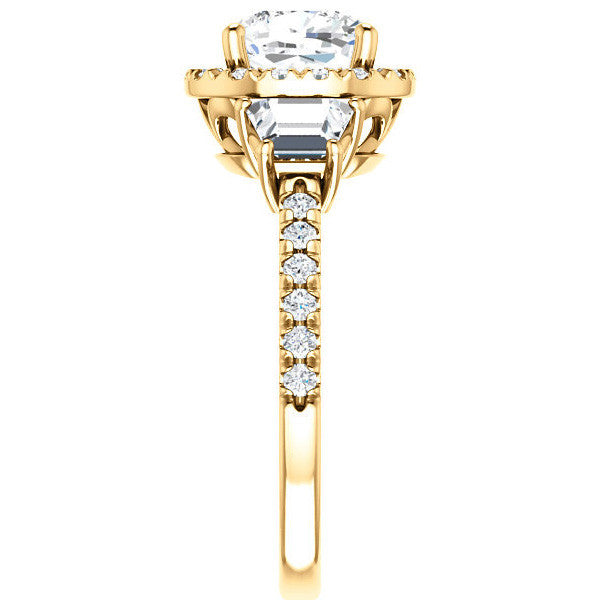 Cushion Three Stone style Engagement Ring