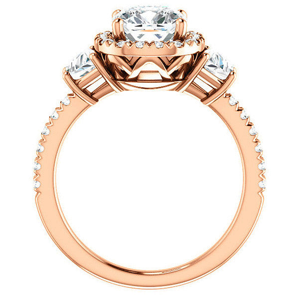 Cushion Three Stone style Engagement Ring