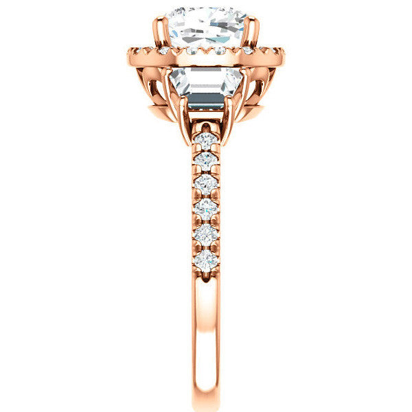 Cushion Three Stone style Engagement Ring