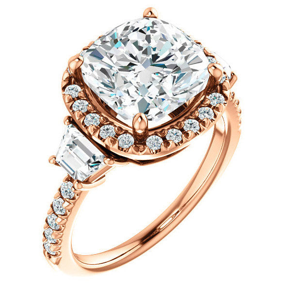 Cushion Three Stone style Engagement Ring