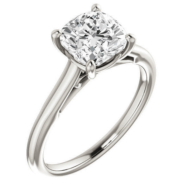 Cushion Solitaire Engagement Ring with Bow Accent