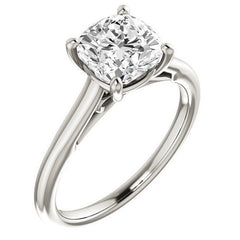 Cushion Solitaire Engagement Ring with Bow Accent