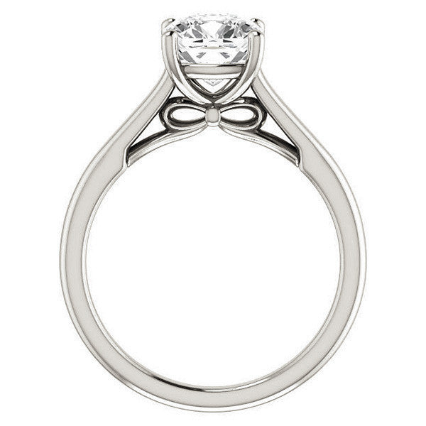 Cushion Solitaire Engagement Ring with Bow Accent