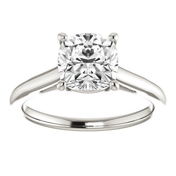 Cushion Solitaire Engagement Ring with Bow Accent