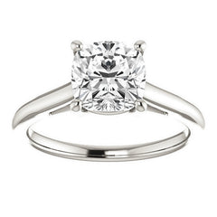Cushion Solitaire Engagement Ring with Bow Accent