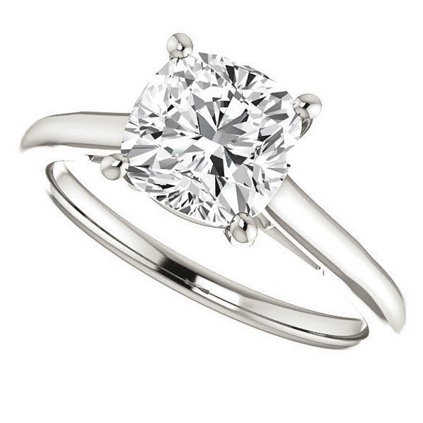 Cushion Solitaire Engagement Ring with Bow Accent
