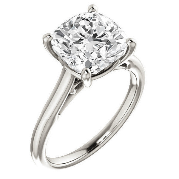 Cushion Solitaire Engagement Ring with Bow Accent