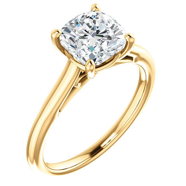 Cushion Solitaire Engagement Ring with Bow Accent