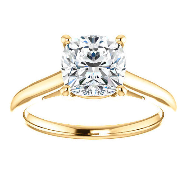 Cushion Solitaire Engagement Ring with Bow Accent