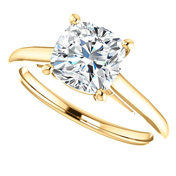 Cushion Solitaire Engagement Ring with Bow Accent