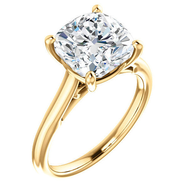 Cushion Solitaire Engagement Ring with Bow Accent