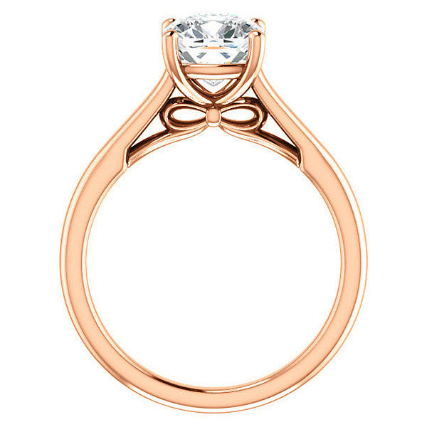 Cushion Solitaire Engagement Ring with Bow Accent